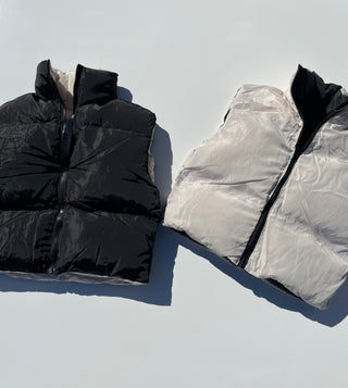 Cropped Puffer Vest (Black)