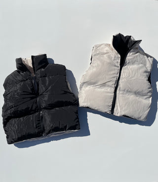 Cropped Puffer Vest (Black)